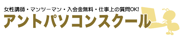 アントパソコン教室｜マンツーマン ピンポイント 仕事上の質問OK! ロゴ